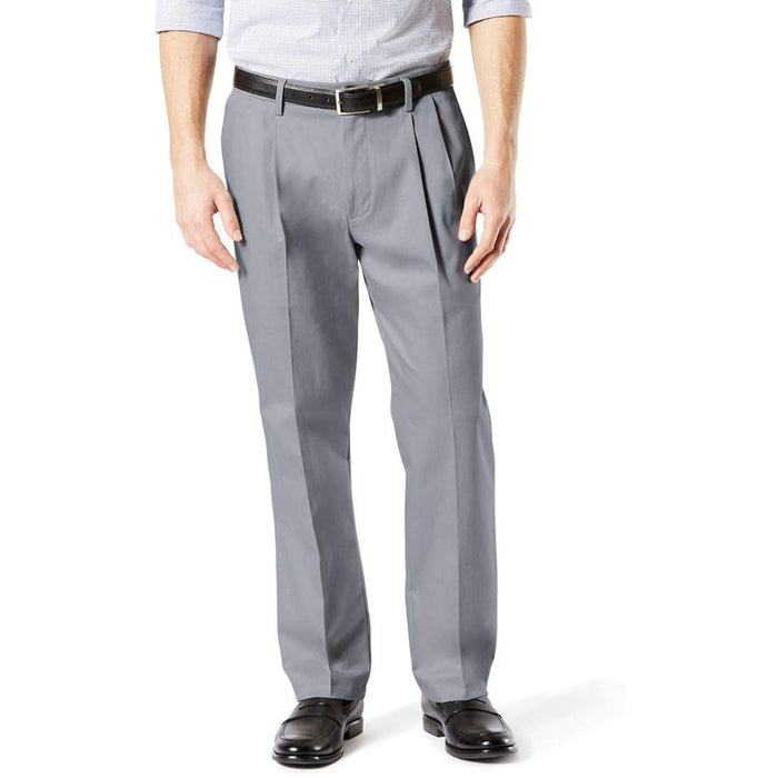 DOCKERS 48x30 / Gray Dockers Men's Classic Fit Signature Lux Pants-Pleated SZ 48X30 * men921