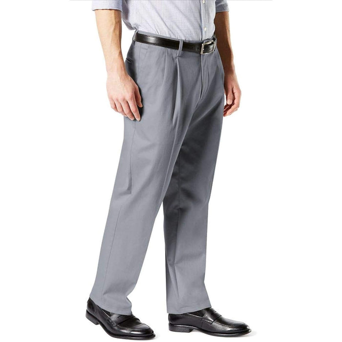 DOCKERS 48x30 / Gray Dockers Men's Classic Fit Signature Lux Pants-Pleated SZ 48X30 * men921