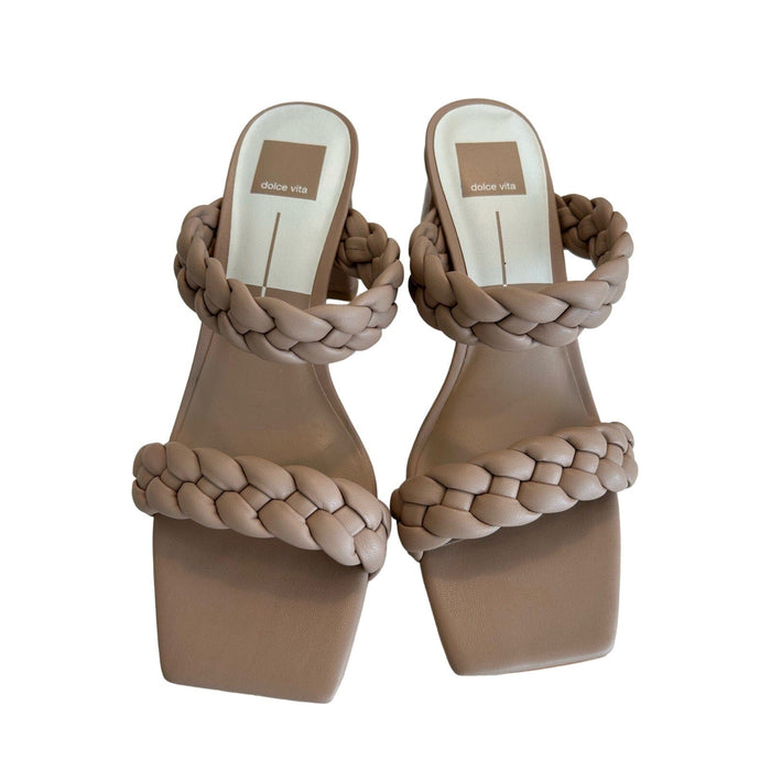 Dolce Vita 9.5 / tan Dolce Vita Ashby Braided Block Heel Sandals - SZ 9.5, Casual Slip On Shoes