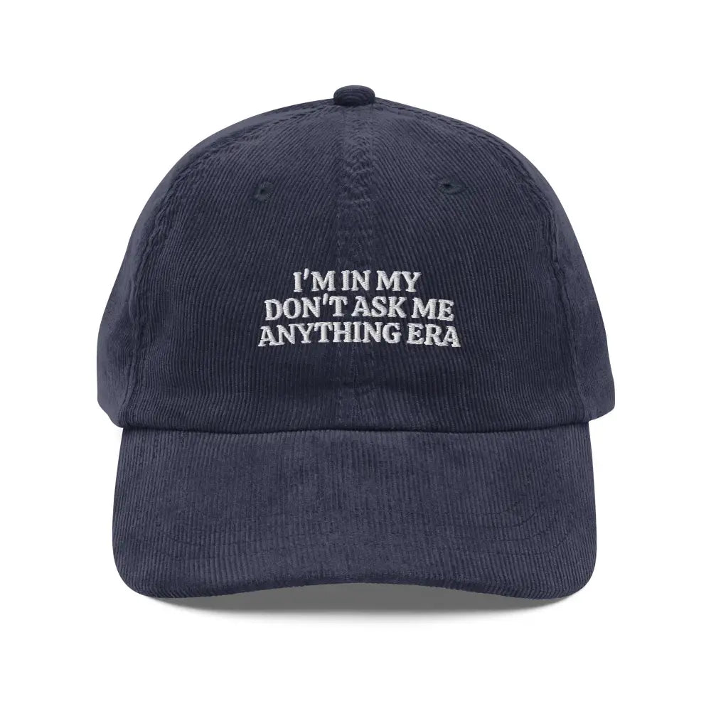 Navy blue vintage corduroy cap with Make America Great embroidered text