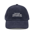 Navy blue vintage corduroy cap with Make America Great embroidered text