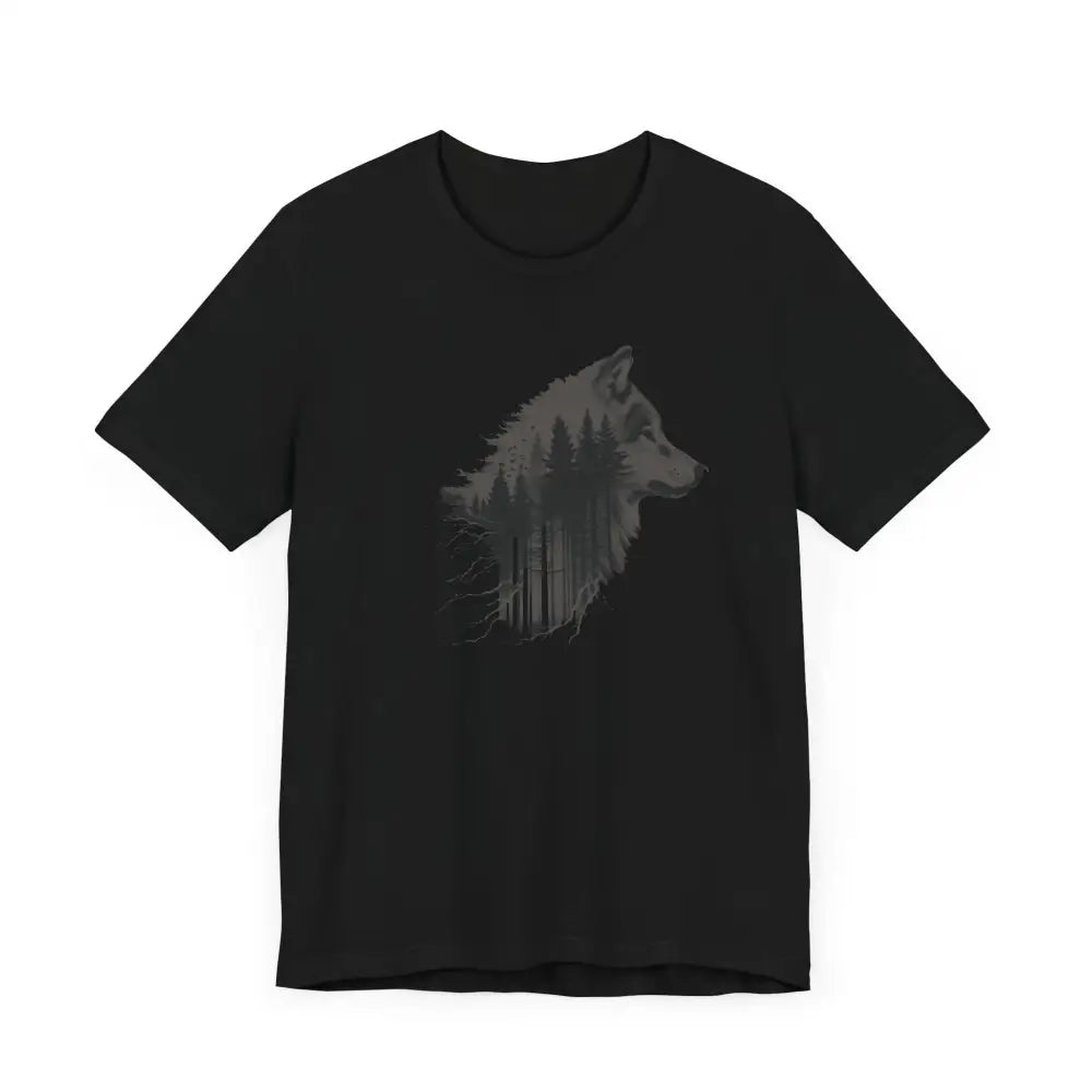 Double exposure wolf forest unisex jersey graphic tee