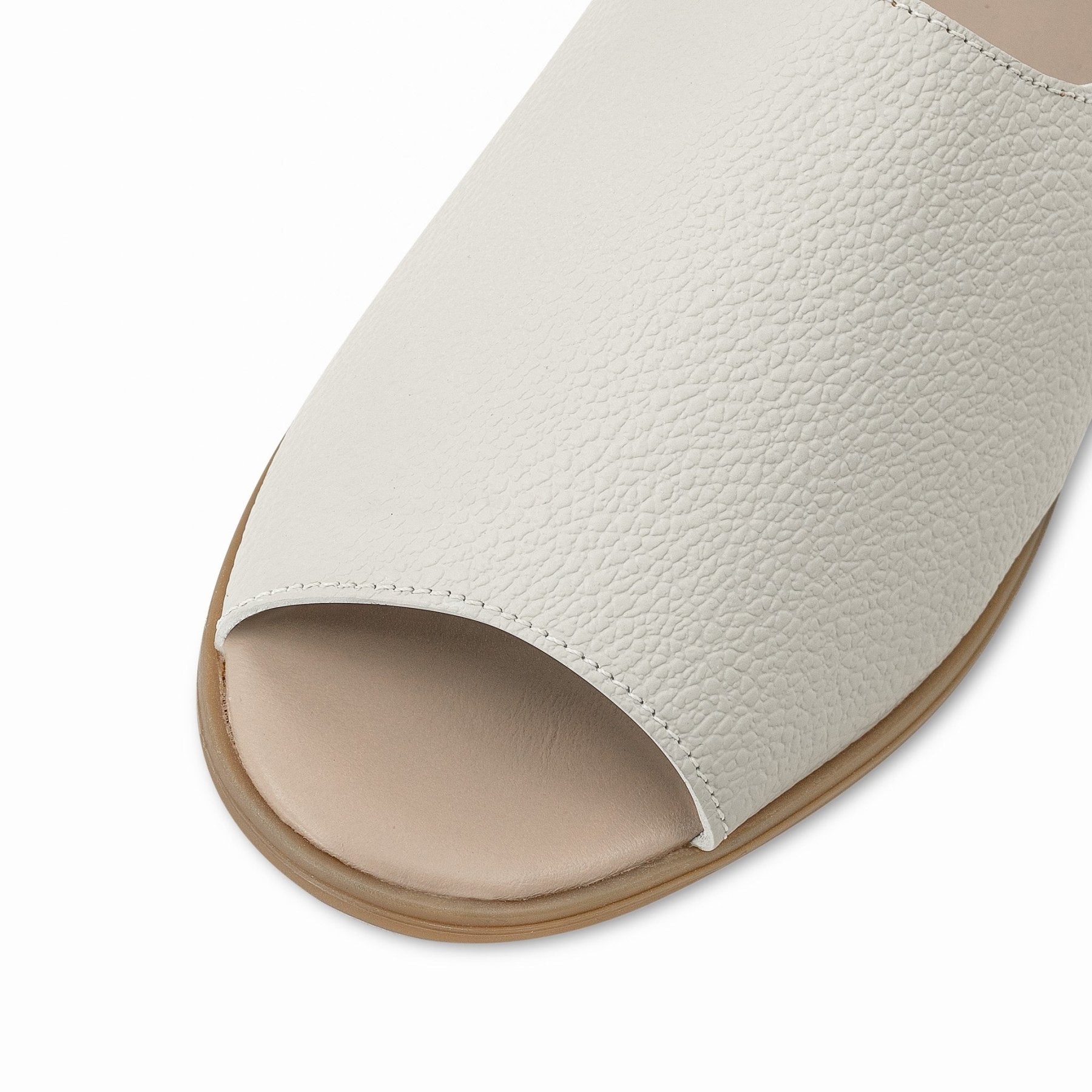 Dove Gray Peep Toe Sandals - Womads Leather Flats for Women - Triniskies