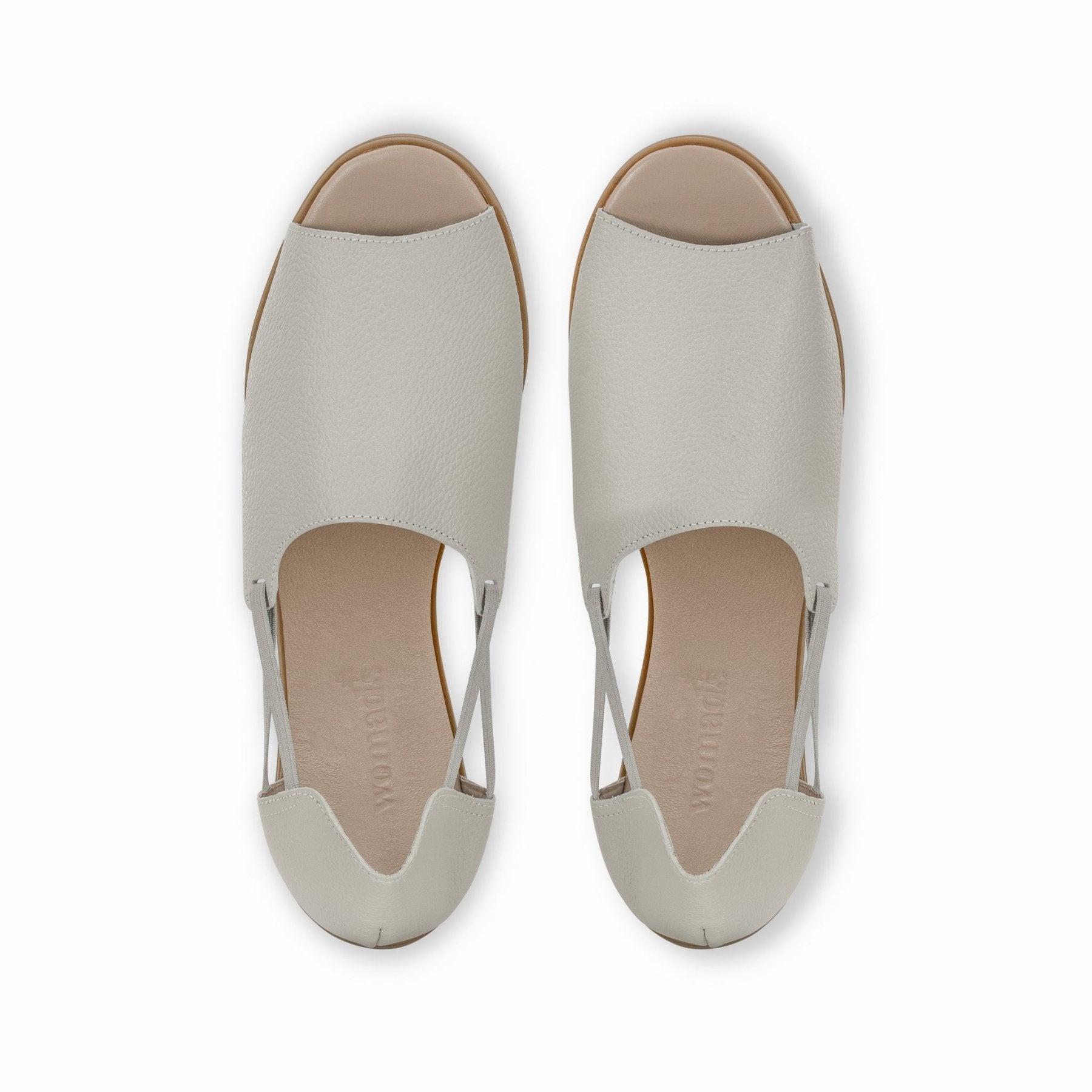 Dove Gray Peep Toe Sandals - Womads Leather Flats for Women - Triniskies