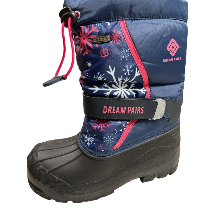 Dream Pairs 2 / Multicolor DREAM PAIRS Big Kids  Mid Calf Waterproof  Snow Boots , Navy/Fuchsia, Size 2