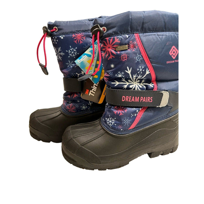 Dream Pairs 2 / Multicolor DREAM PAIRS Big Kids  Mid Calf Waterproof  Snow Boots , Navy/Fuchsia, Size 2