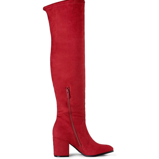 Dream pairs Red / 6 / Suede Dream Pairs Women's Thigh High Boots: Over-the-Knee Block Heel, SZ 6, Suede