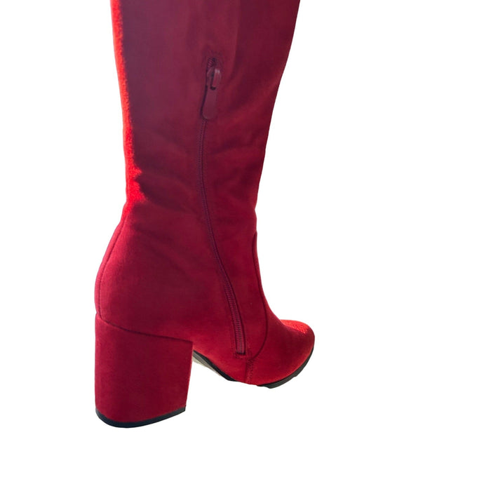 Dream pairs Red / 6 / Suede Dream Pairs Women's Thigh High Boots: Over-the-Knee Block Heel, SZ 6, Suede