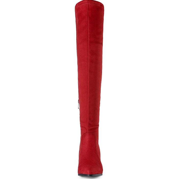 Dream pairs Red / 6 / Suede Dream Pairs Women's Thigh High Boots: Over-the-Knee Block Heel, SZ 6, Suede