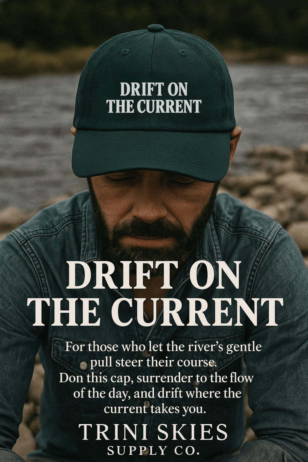 Drift on the Current Hat – Yupoong Unstructured Vintage Dad Cap | Trini Skies Supply Co. - Triniskies