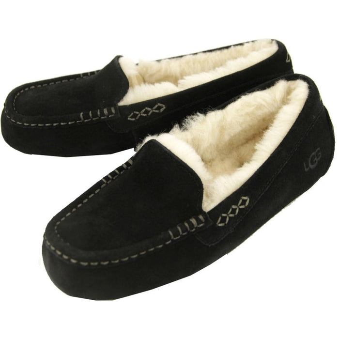 UGG Women's Ansley Slipper - Black, Size 6 D, Cozy & Stylish Suede Moccasin