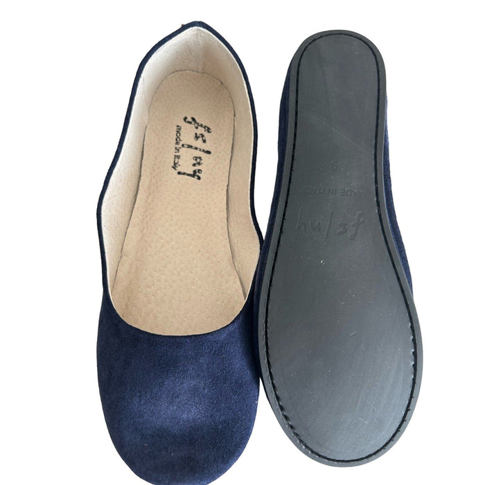 French Sole Sloop Sandals for Women - Navy Suede - Elegant & Comfortable