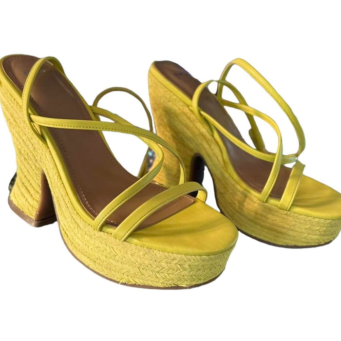 "Marc Fisher LTD Women's Fetch Heeled Sandal, Yellow 700, Size 7.5"