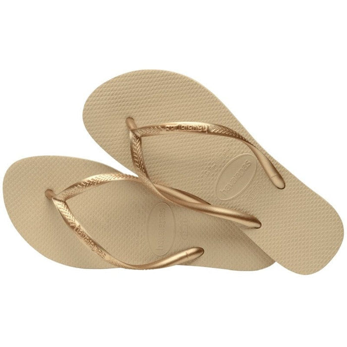 Havaianas Slim Flip Flops for Women: Sand Grey/Golden, SZ 11/12, Iconic Comfort