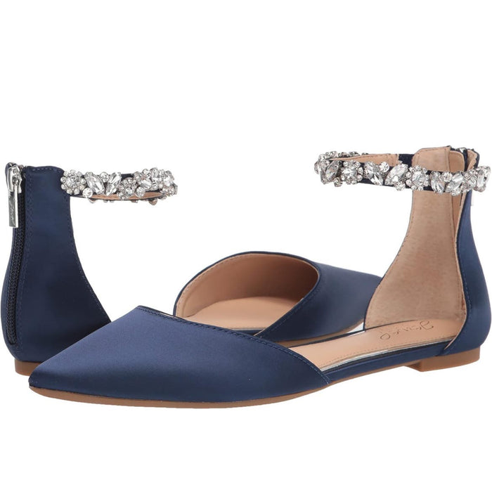 Jewel Badgley Mischka Cassidy Flat Pointed Shoe Sz 8.5 Elegant Comfortable Shoes