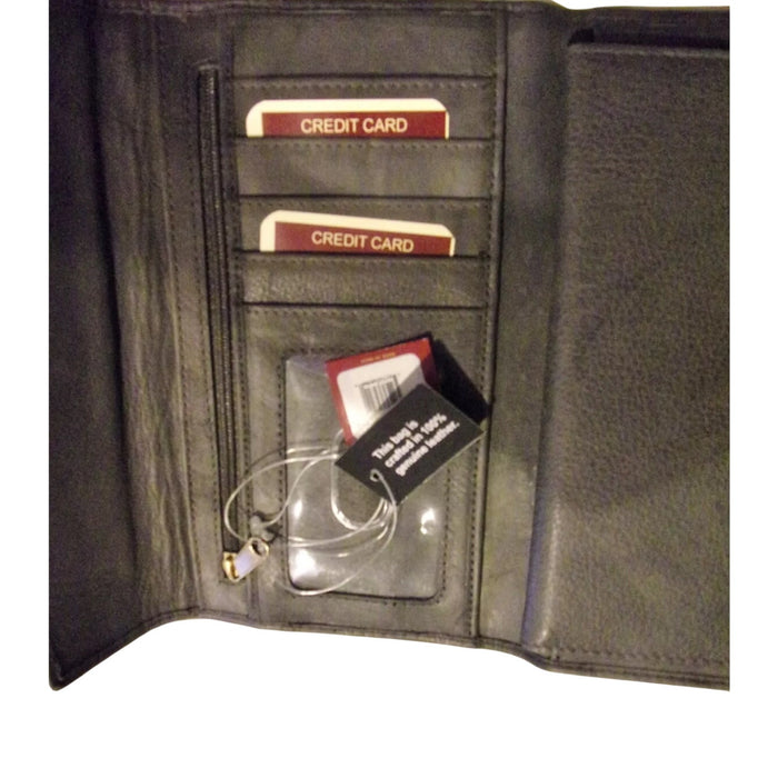 Great American Leather Works Women's Gray RFID Clutch Wallet Checkbook