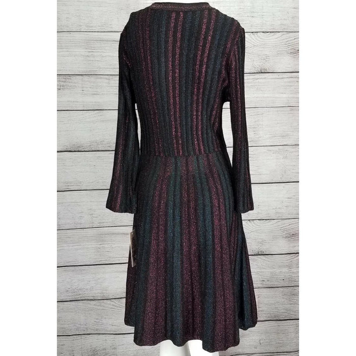 NANETTE LEPORE Fit & Flare Shimmer Lurex Thread Knit Mini Dress Size M * ND16