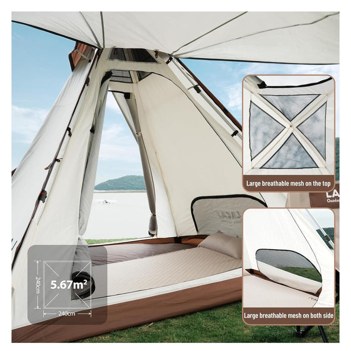 LACAL Auto-Aluminum Frame Canvas Hot Tent: Ultimate Comfort for 2-Person Camping