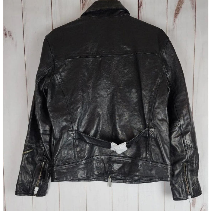 John Varvatos Men's Degraw Sheep Skin Leather Blouson Jacket Black 44 US NWT