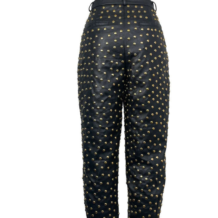 Seta Vegan Leather High-Waisted Stud Pants - Size Large W1309