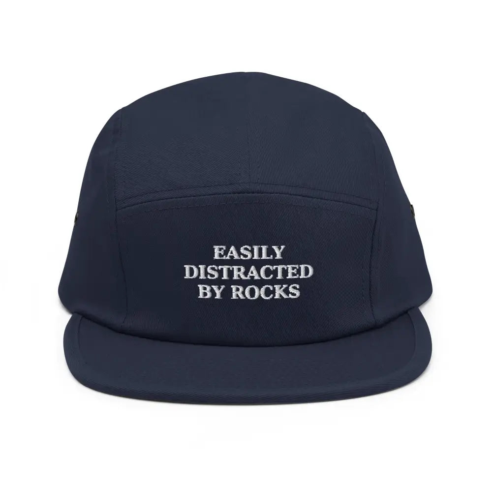 Trini Skies embroidered corduroy five-panel cap in navy blue