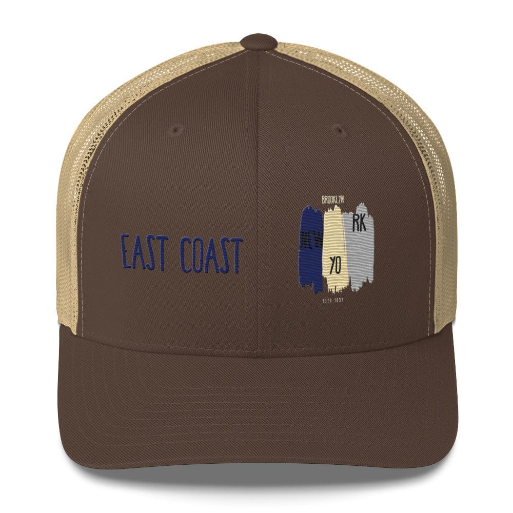 East Coast Brooklyn Embroidered Snapback Trucker Cap, Adjustable Mesh Back Hat - Triniskies