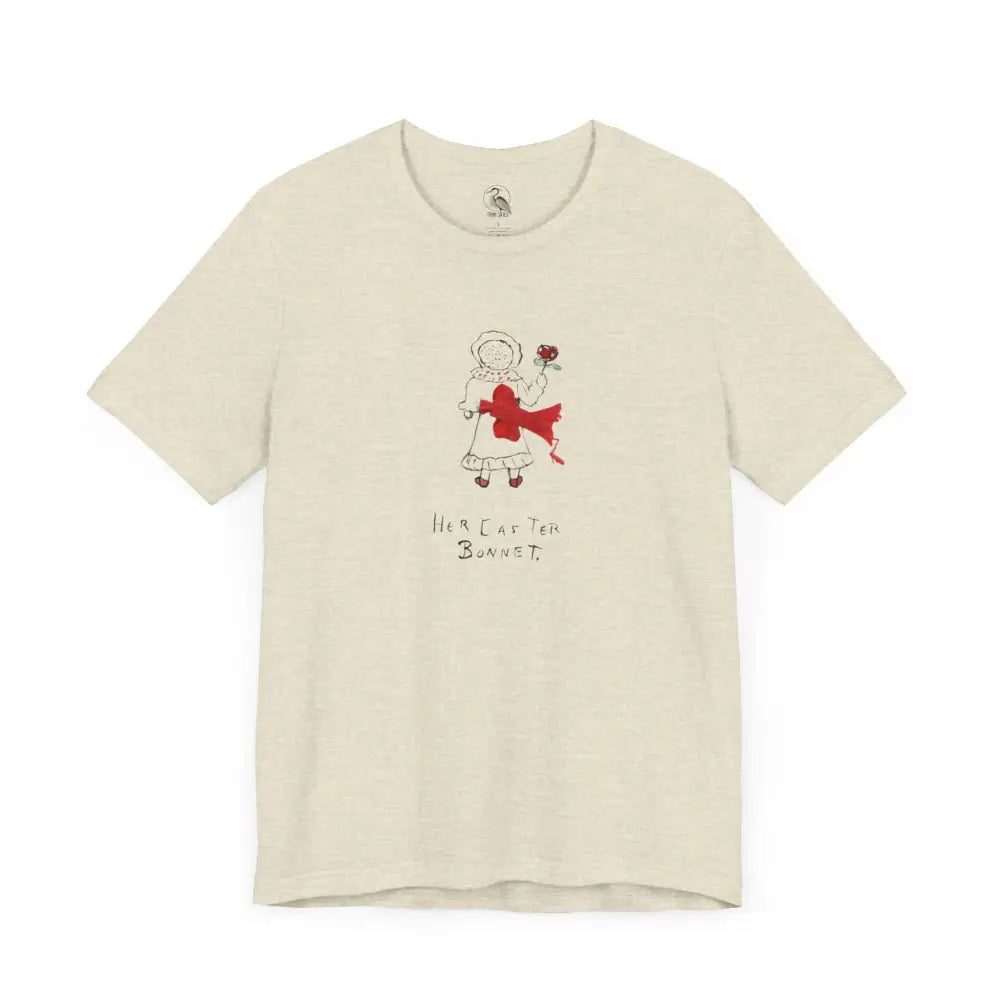 Soft cream Easter bonnet vintage sketch graphic tee with cartoon girl