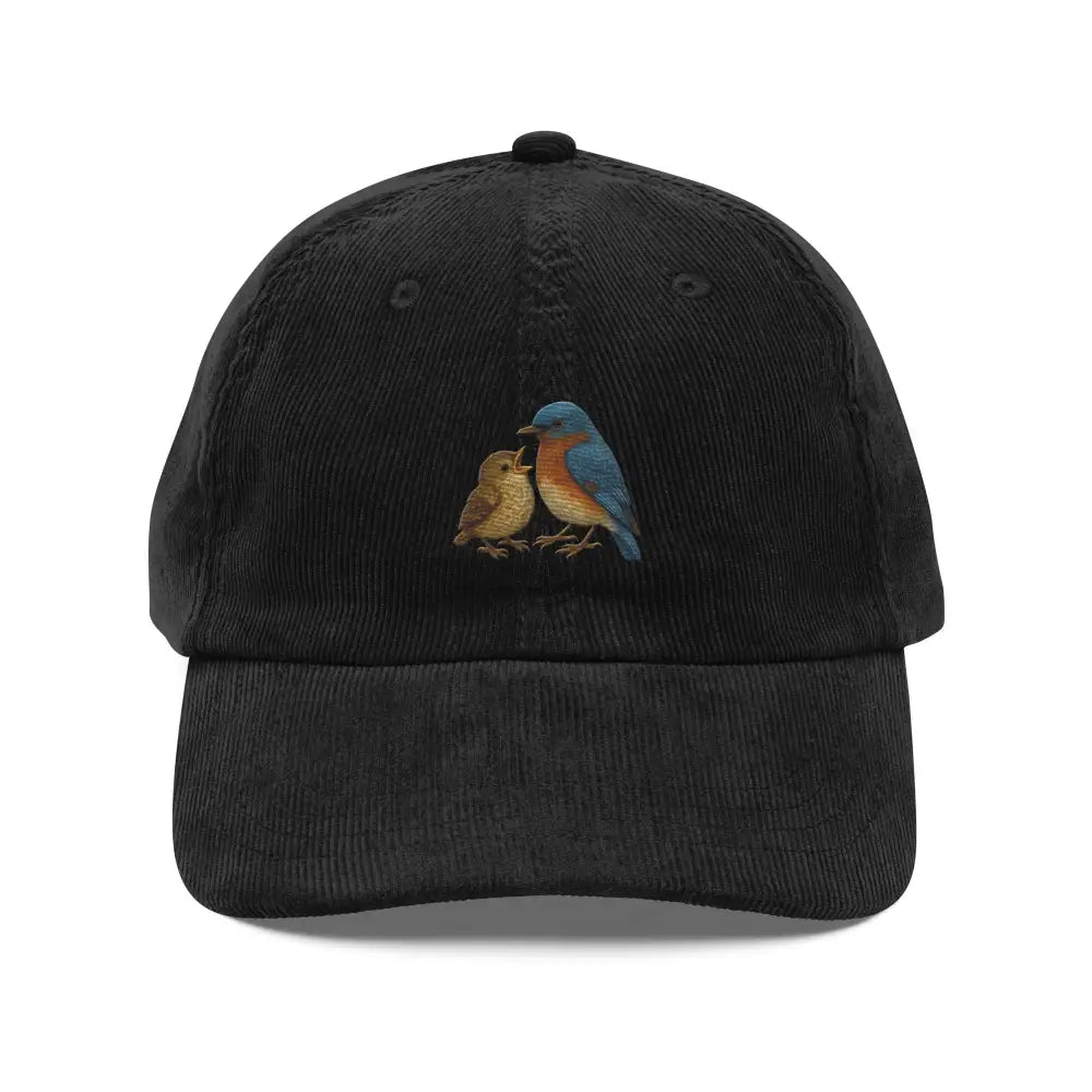 Eastern bluebird chick embroidered corduroy cap