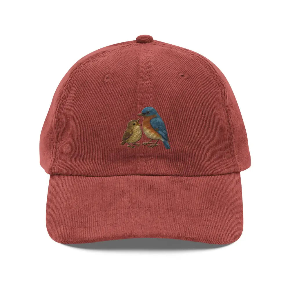 Eastern Bluebird Chick Embroidered Corduroy Cap