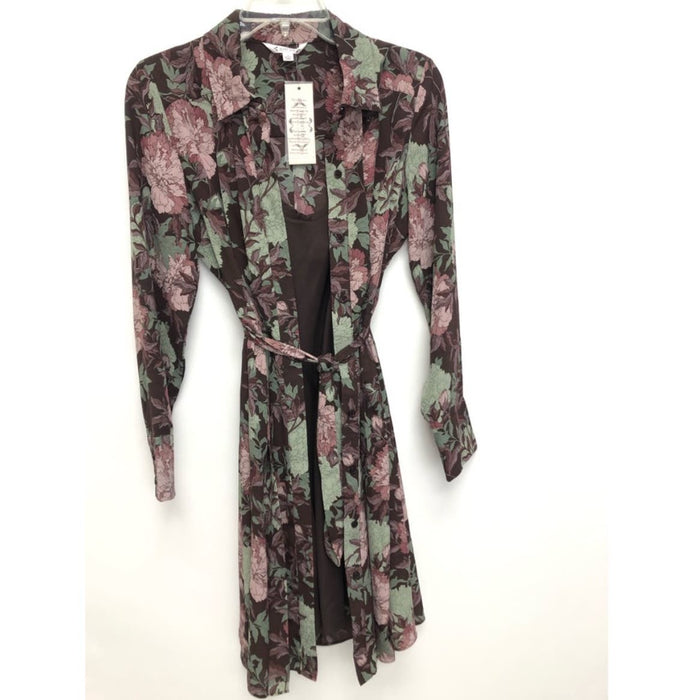 Nanette Lepore Women's Long Sleeve Print Wide Body Pleated Dress Sz 12 * ND09