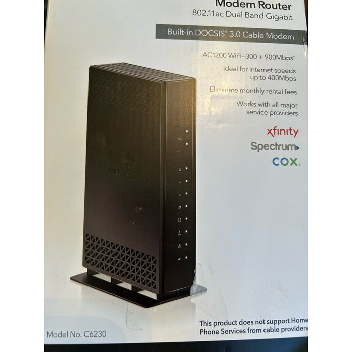 NETGEAR C6230 Cable Modem with Built-in WiFi Router Dual-Band AC1200 Beamforming