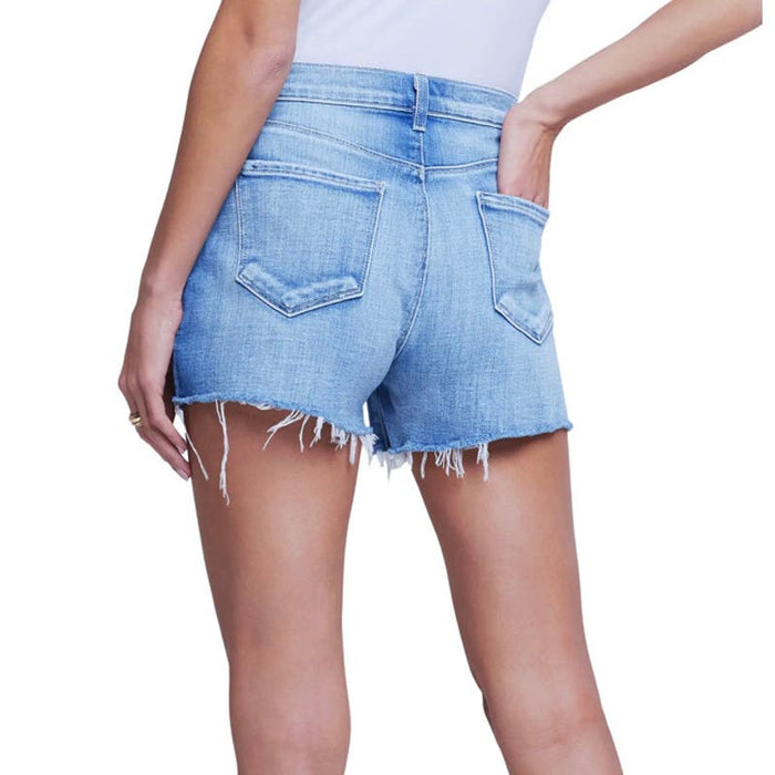 L'AGENCE Women's High Rise Audrey Shorts * Belmont Blue Size 25 Frayed WS15