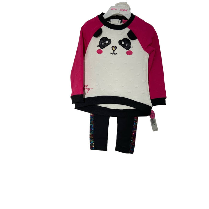 "Betsey Johnson Panda Face Shirt and Sequin Leggings - Size 24 Months"  K17 *