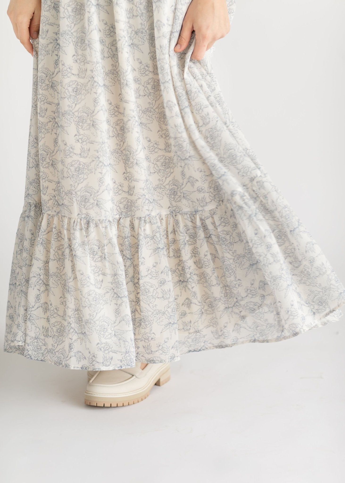 Eden Floral Maxi Dress – Blue Floral Nursing - Friendly Midi - Triniskies