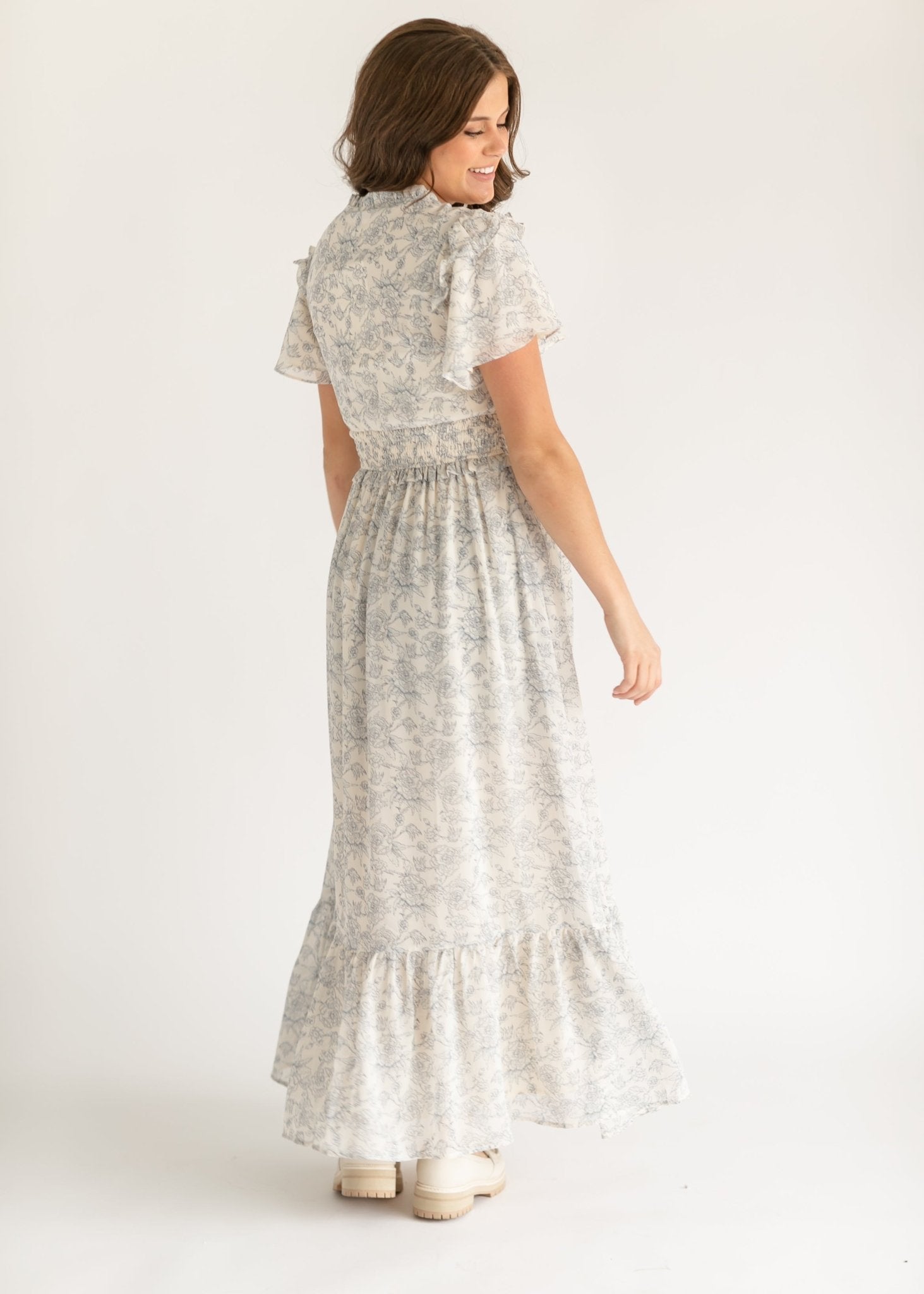 Eden Floral Maxi Dress – Blue Floral Nursing - Friendly Midi - Triniskies
