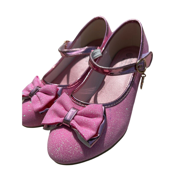 Girls Princess Bowknot High Heel Mary Jane Glitter Shoes: Wedding Party, SZ 37/5