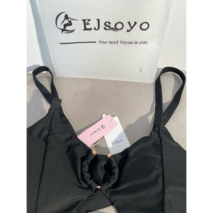 Ejsoyo Medium / Black Ejsoyo Women's High-Waisted Bikini with Sexy Diamond Design - Size M * ws100