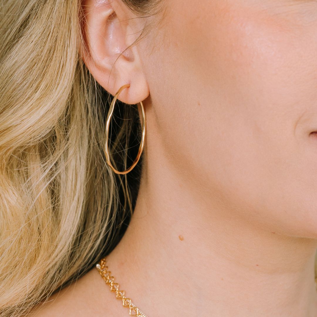 Elegant Nina Hammered Hoop Earrings - Sleeper Style by Laura Elizabeth - Triniskies