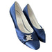 Elegant Park Shoes Elegant Park Women's Blue Satin Kitten Heel Pumps Size 7.5 Formal Shoes