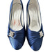 Elegant Park Shoes Elegant Park Women's Blue Satin Kitten Heel Pumps Size 7.5 Formal Shoes