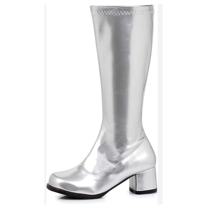 Elle 7 / Silver / Synthetic "Elle GOGO Knee High Boots, Silver, Size 7"