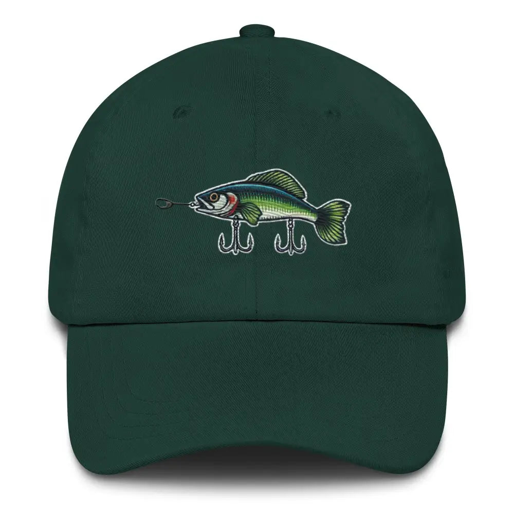 Spruce green Trini Skies embroidered fishing lure hat – cotton twill angler cap