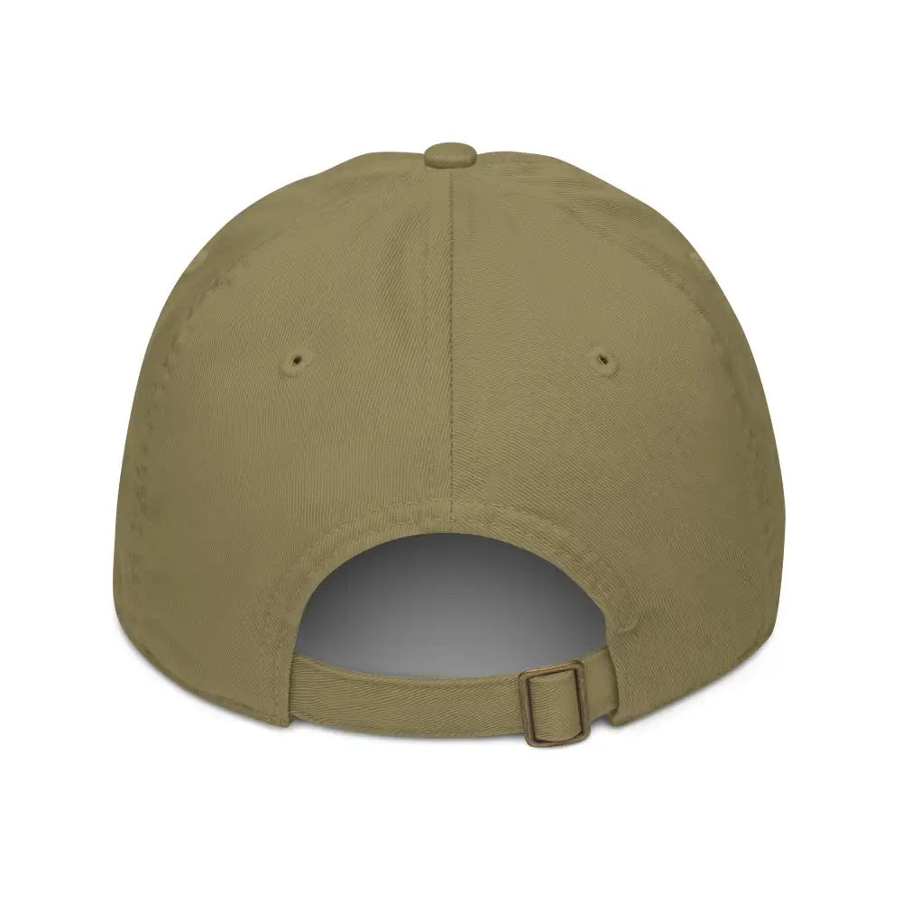 Trini Skies embroidered basset hound organic dad hat in olive green