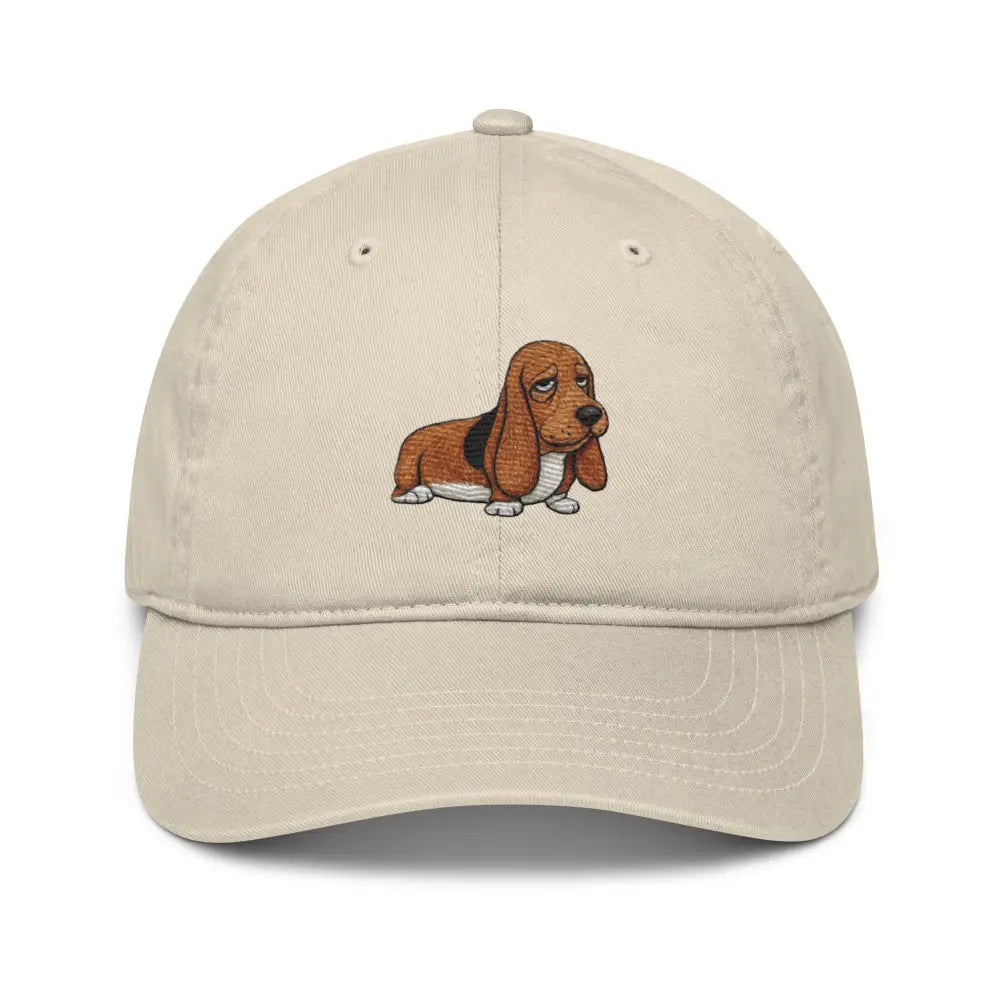Embroidered Basset Hound on Trini Skies Organic Dad Hat