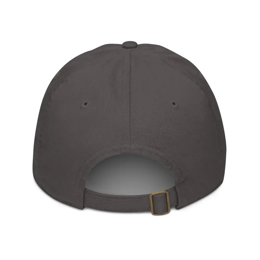 Dark gray Trini Skies embroidered basset hound organic dad hat