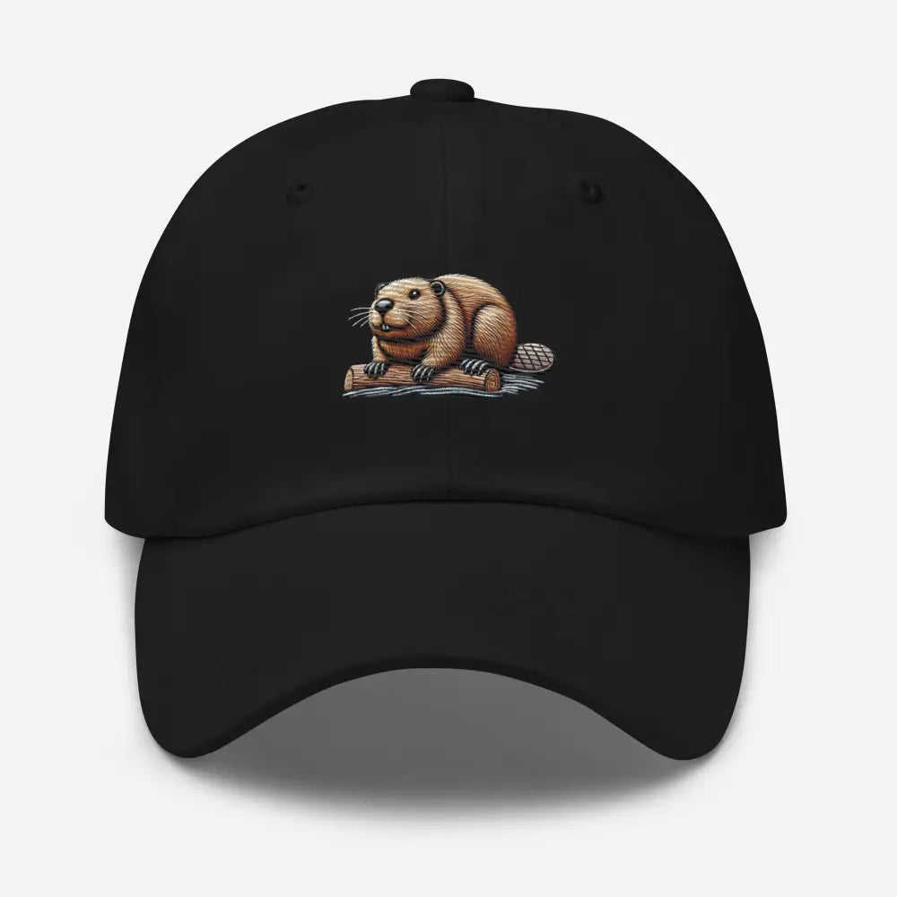 Black beaver dad hat embroidered by Trini Skies