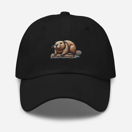 Black beaver dad hat embroidered by Trini Skies