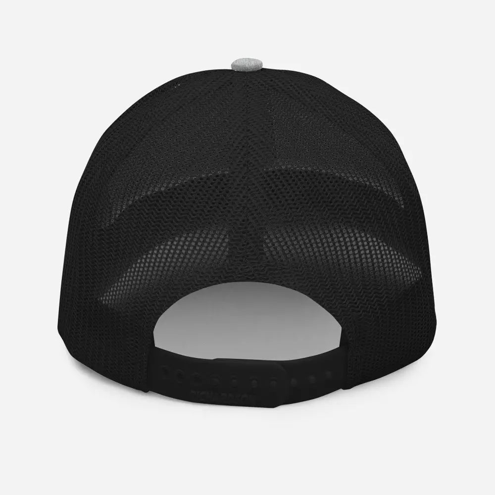 Embroidered black bear wildlife trucker cap with black mesh-back