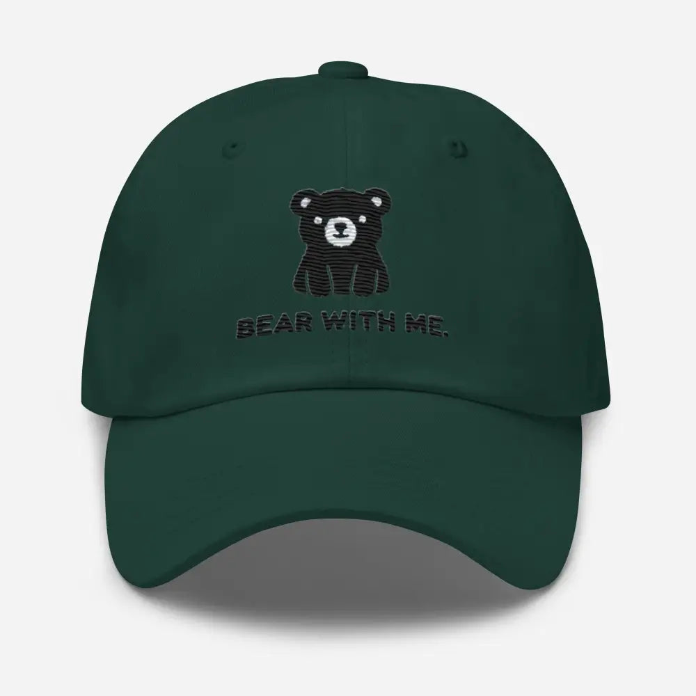 Khaki embroidered black bear Bear With Me dad hat – outdoor camping cotton cap