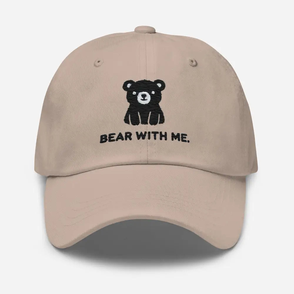 Dark grey embroidered black bear Bear With Me dad hat – outdoor cotton baseball cap